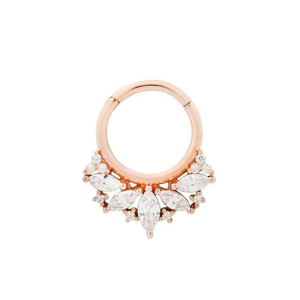 Buddha Jewelry Organics ELITE CZ SOLID 14KT Rose GOLD CLICKER Ring 5/16 $650 NWO